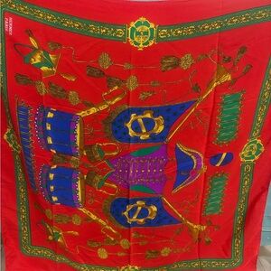 Vibrant Red Silk Scarf with print